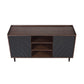 Manhattan Comfort Duane 59" Modern Ribbed Sideboard With Adjustable Shelves In Dark Brown & Black