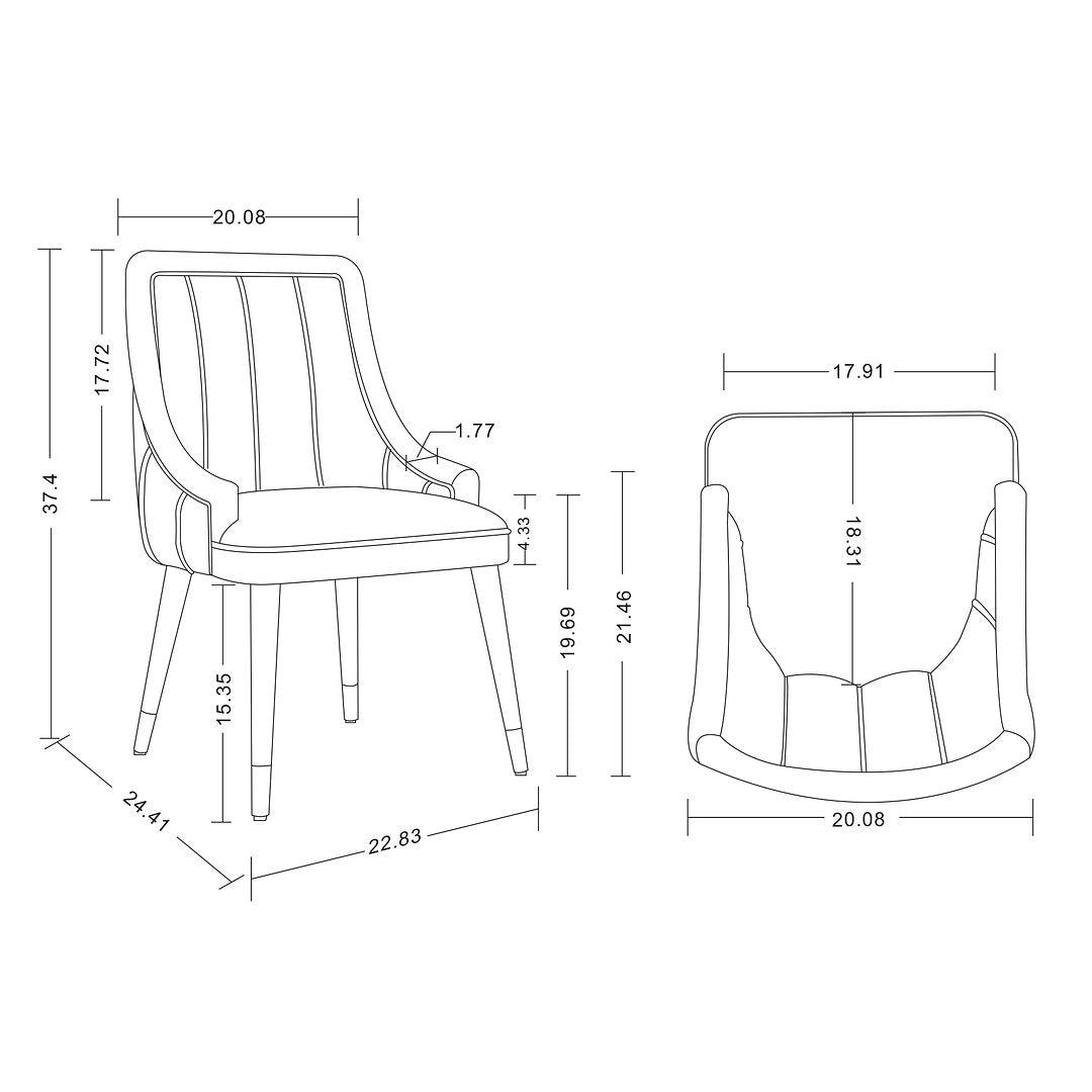 Manhattan Comfort Eda 2-Piece Gray Velvet & Leatherette Dining Chair