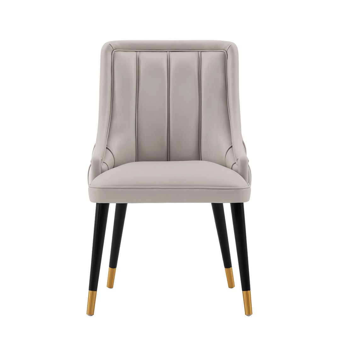 Manhattan Comfort Eda 2-Piece Gray Velvet & Leatherette Dining Chair