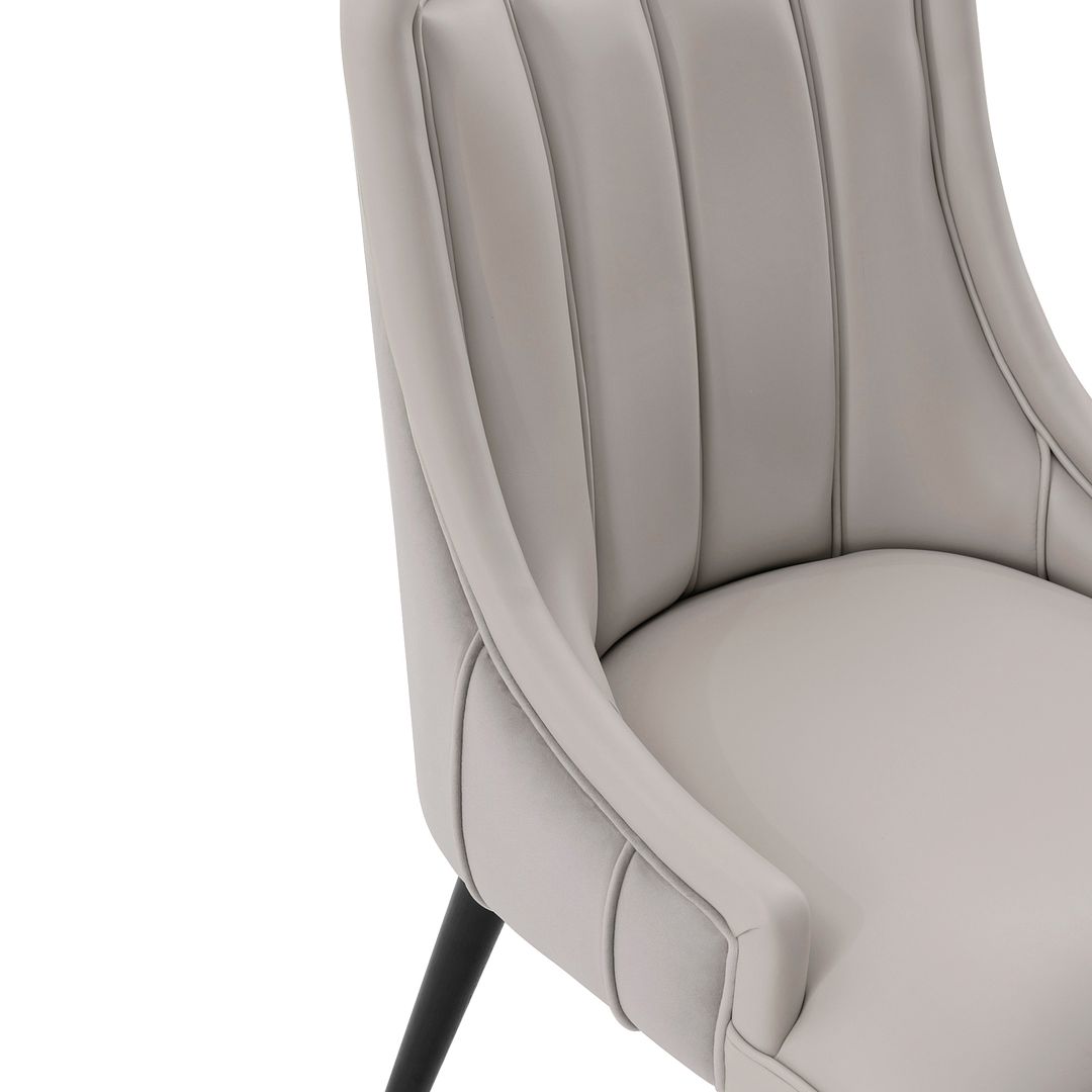 Manhattan Comfort Eda 2-Piece Gray Velvet & Leatherette Dining Chair