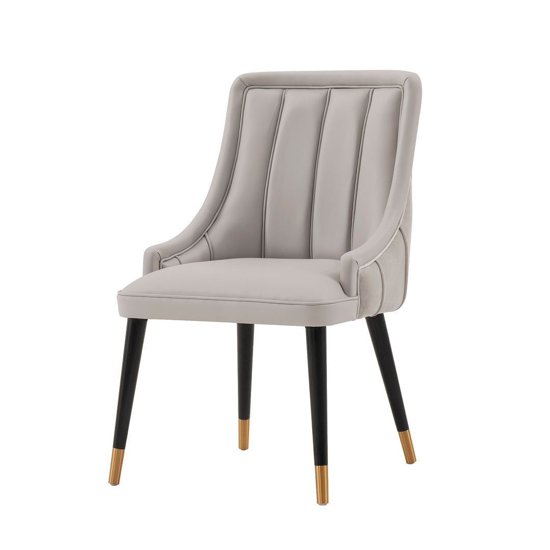 Manhattan Comfort Eda 2-Piece Gray Velvet & Leatherette Dining Chair