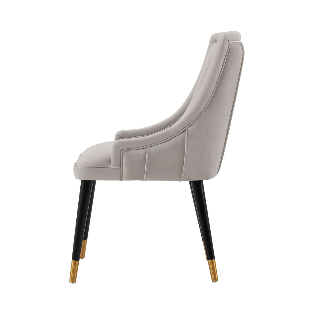 Manhattan Comfort Eda 2-Piece Gray Velvet & Leatherette Dining Chair