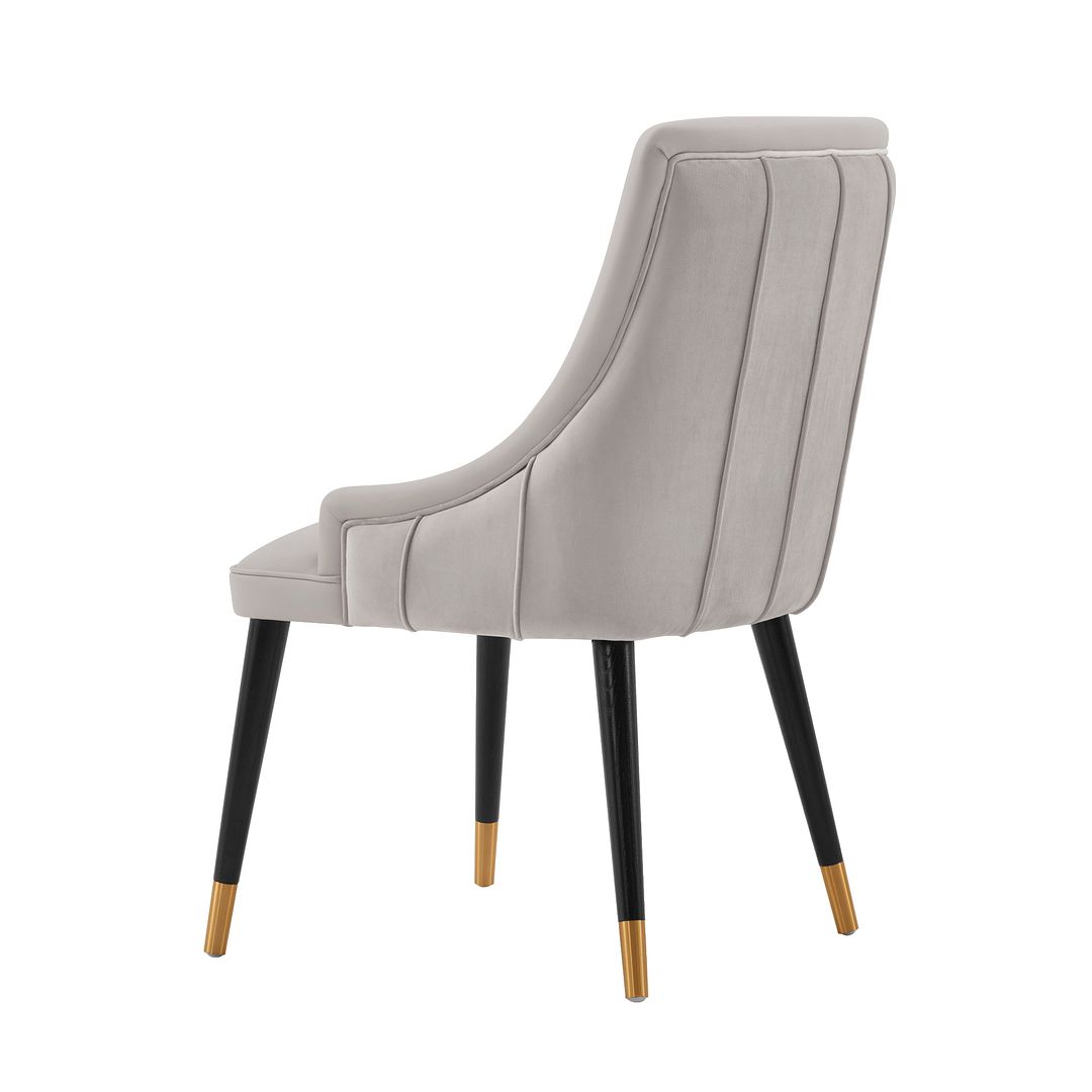Manhattan Comfort Eda 2-Piece Gray Velvet & Leatherette Dining Chair