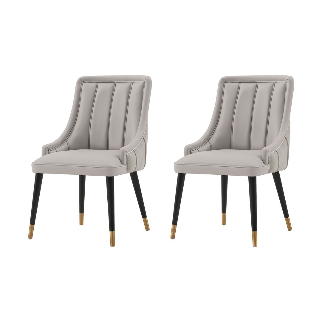 Manhattan Comfort Eda 2-Piece Gray Velvet & Leatherette Dining Chair