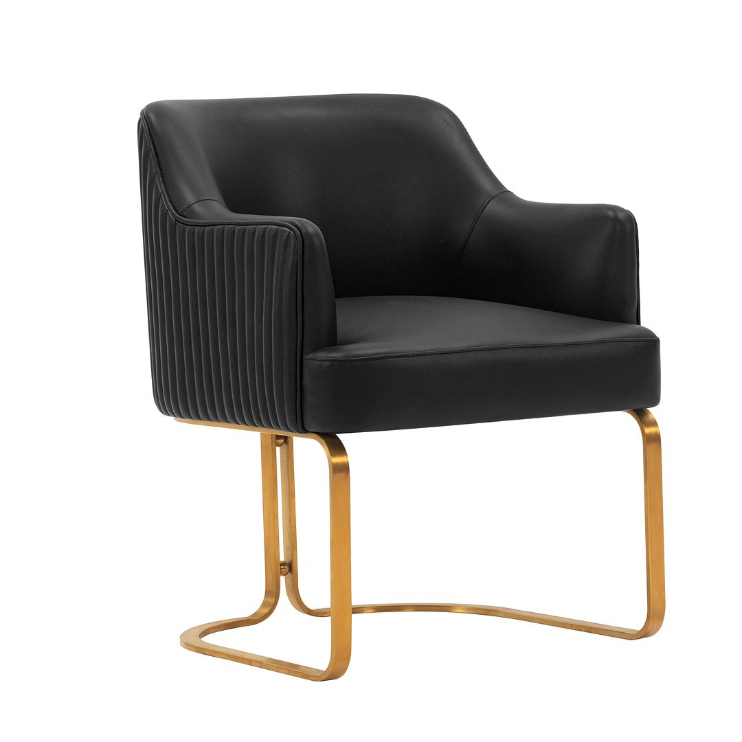 Manhattan Comfort Edra 2-Piece Leatherette Dining Armchair In Black