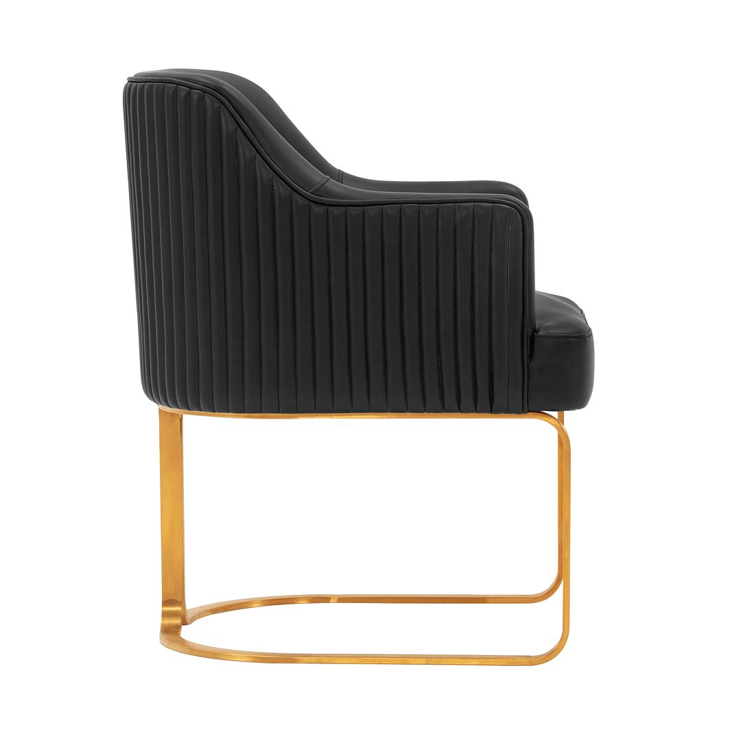 Manhattan Comfort Edra 2-Piece Leatherette Dining Armchair In Black