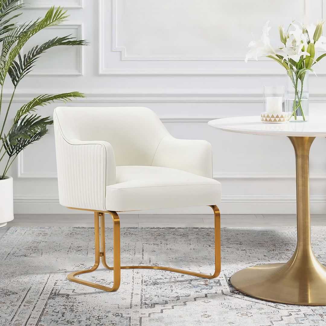 Manhattan Comfort Edra 2-Piece Leatherette Dining Armchair In Cream