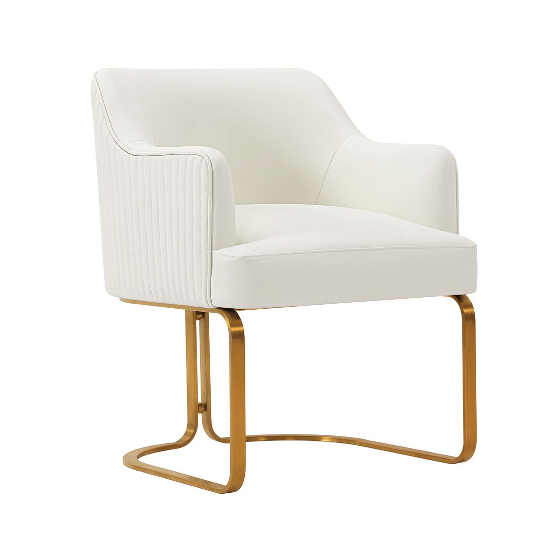 Manhattan Comfort Edra 2-Piece Leatherette Dining Armchair In Cream