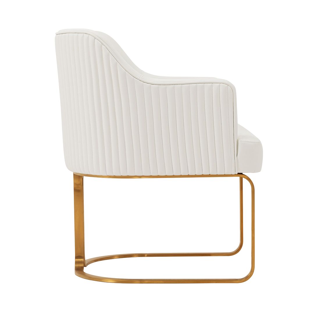 Manhattan Comfort Edra 2-Piece Leatherette Dining Armchair In Cream