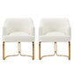 Manhattan Comfort Edra 2-Piece Leatherette Dining Armchair In Cream