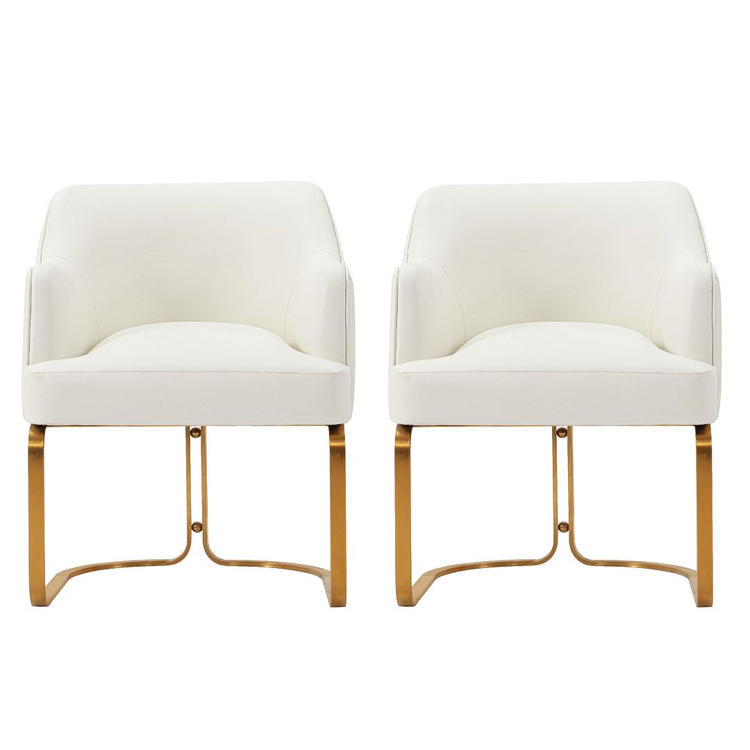Manhattan Comfort Edra 2-Piece Leatherette Dining Armchair In Cream