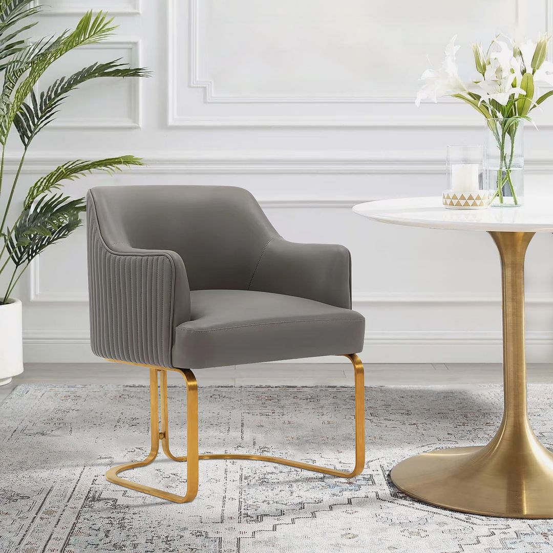 Manhattan Comfort Edra 2-Piece Leatherette Dining Armchair In Taupe