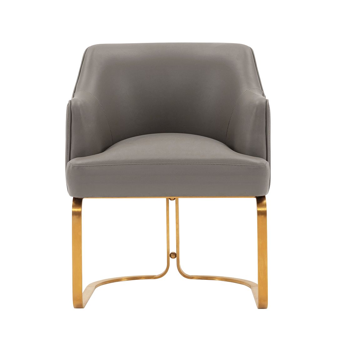 Manhattan Comfort Edra 2-Piece Leatherette Dining Armchair In Taupe