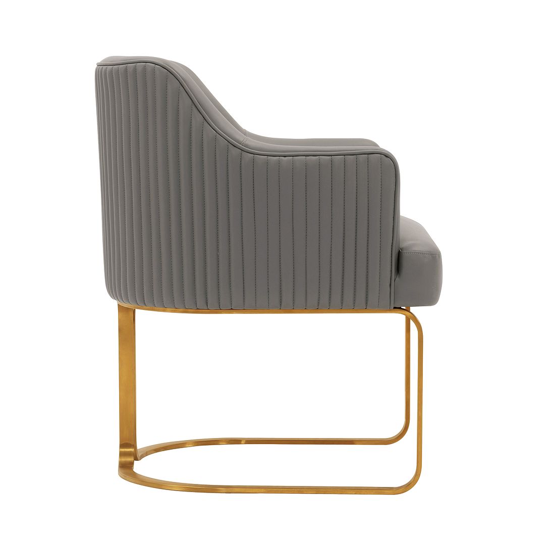 Manhattan Comfort Edra 2-Piece Leatherette Dining Armchair In Taupe