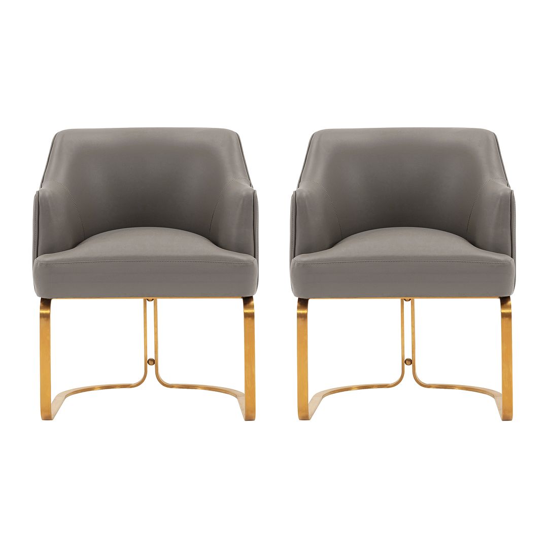 Manhattan Comfort Edra 2-Piece Leatherette Dining Armchair In Taupe