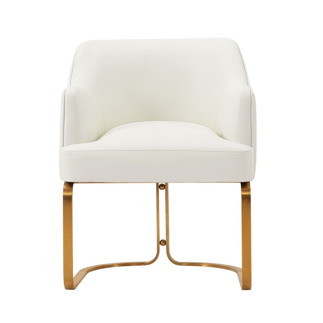 Manhattan Comfort Edra Leatherette Dining Armchair In Cream