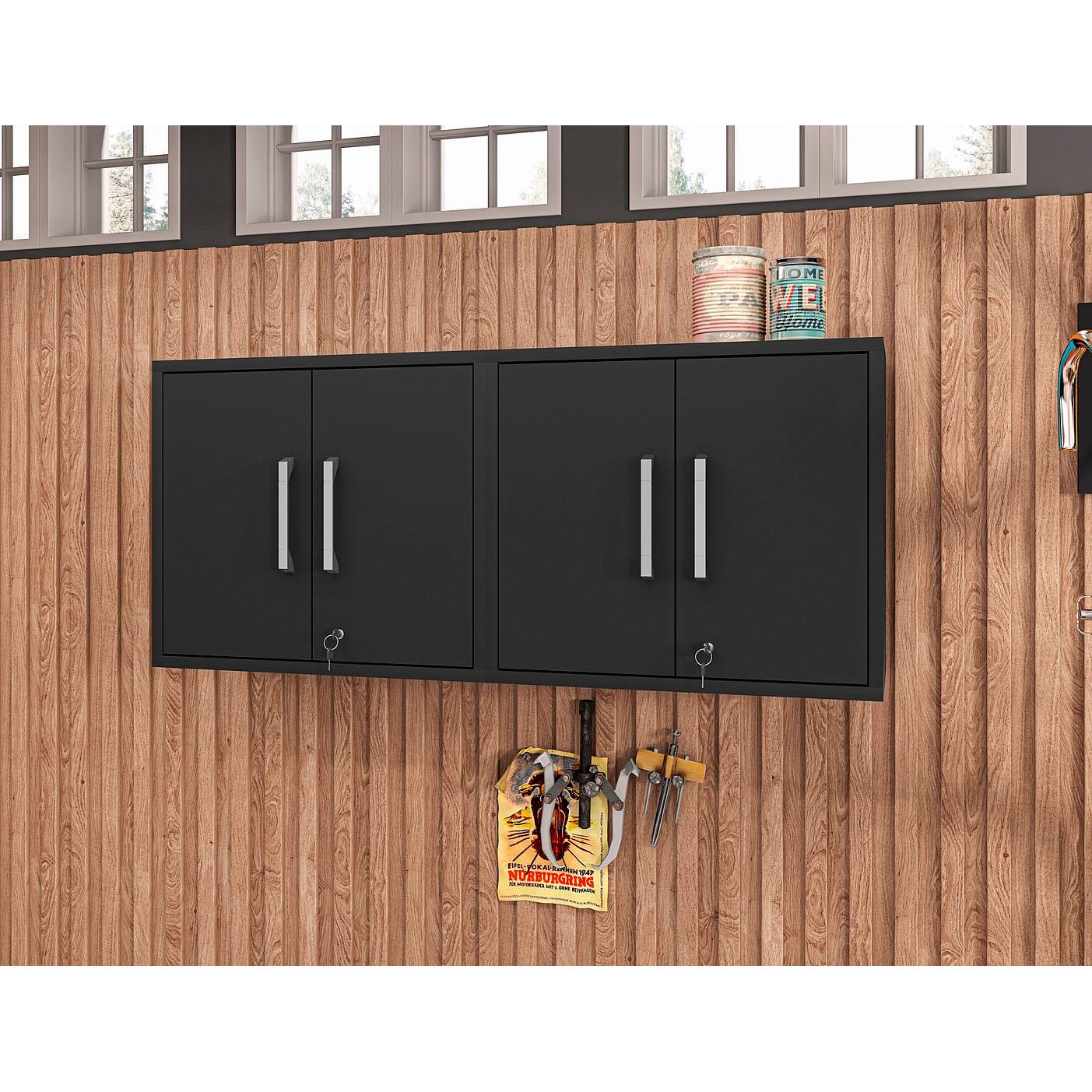 Manhattan Comfort Eiffel 2-Piece Floating Storage Cabinet In Matte Black