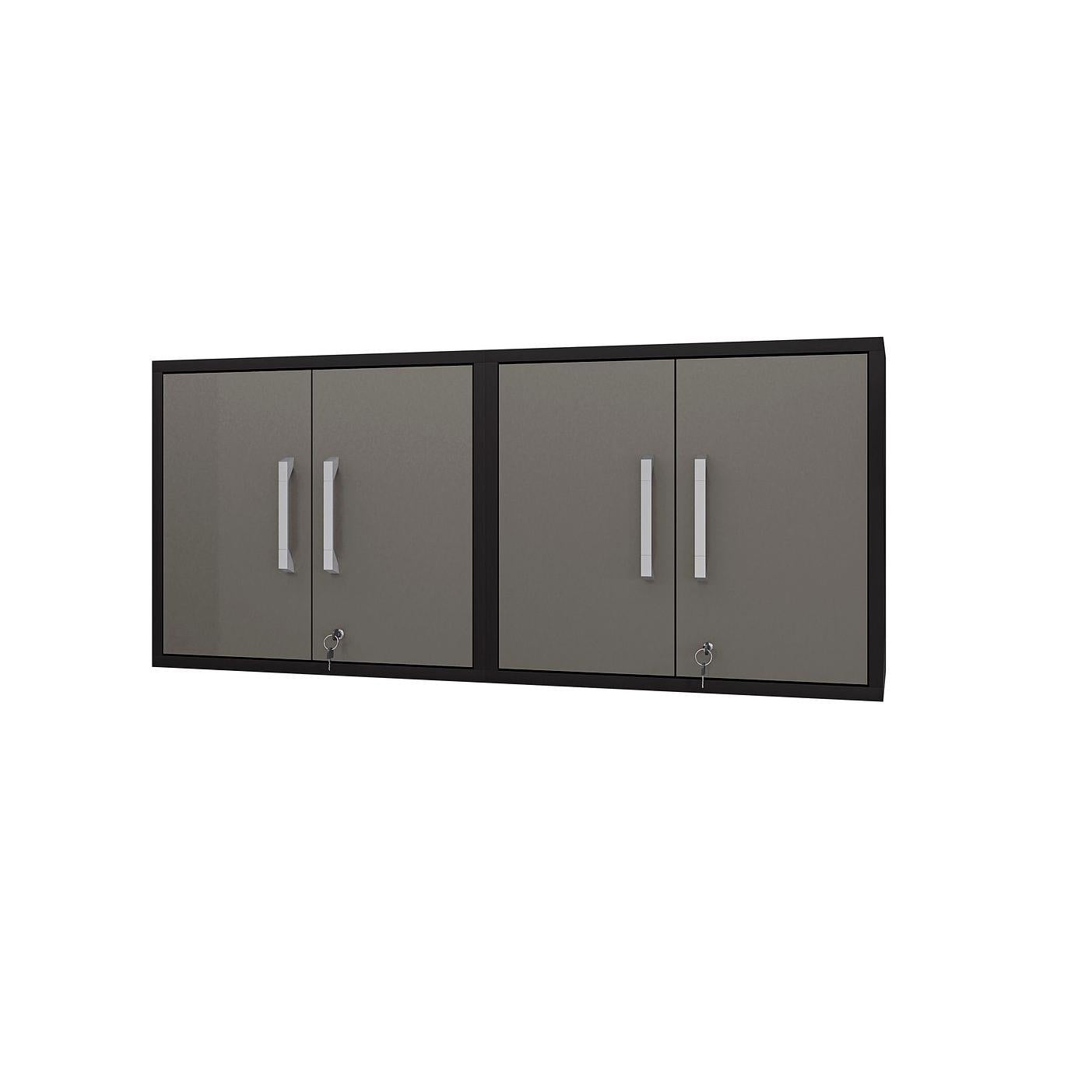 Manhattan Comfort Eiffel 2-Piece Floating Storage Cabinet In Matte Black & Gray