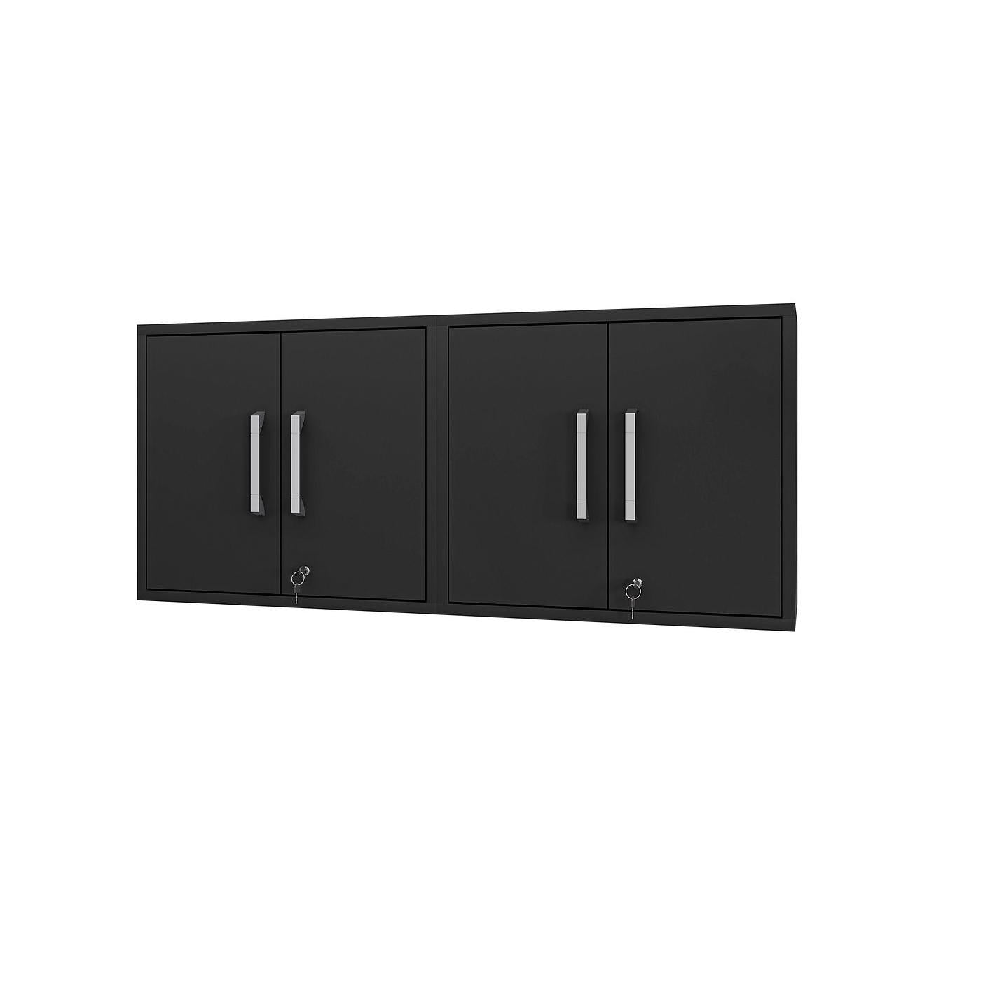 Manhattan Comfort Eiffel 2-Piece Floating Storage Cabinet In Matte Black