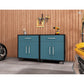 Manhattan Comfort Eiffel 2-Piece Mobile Storage Cabinet In Matte Black & Aqua Blue