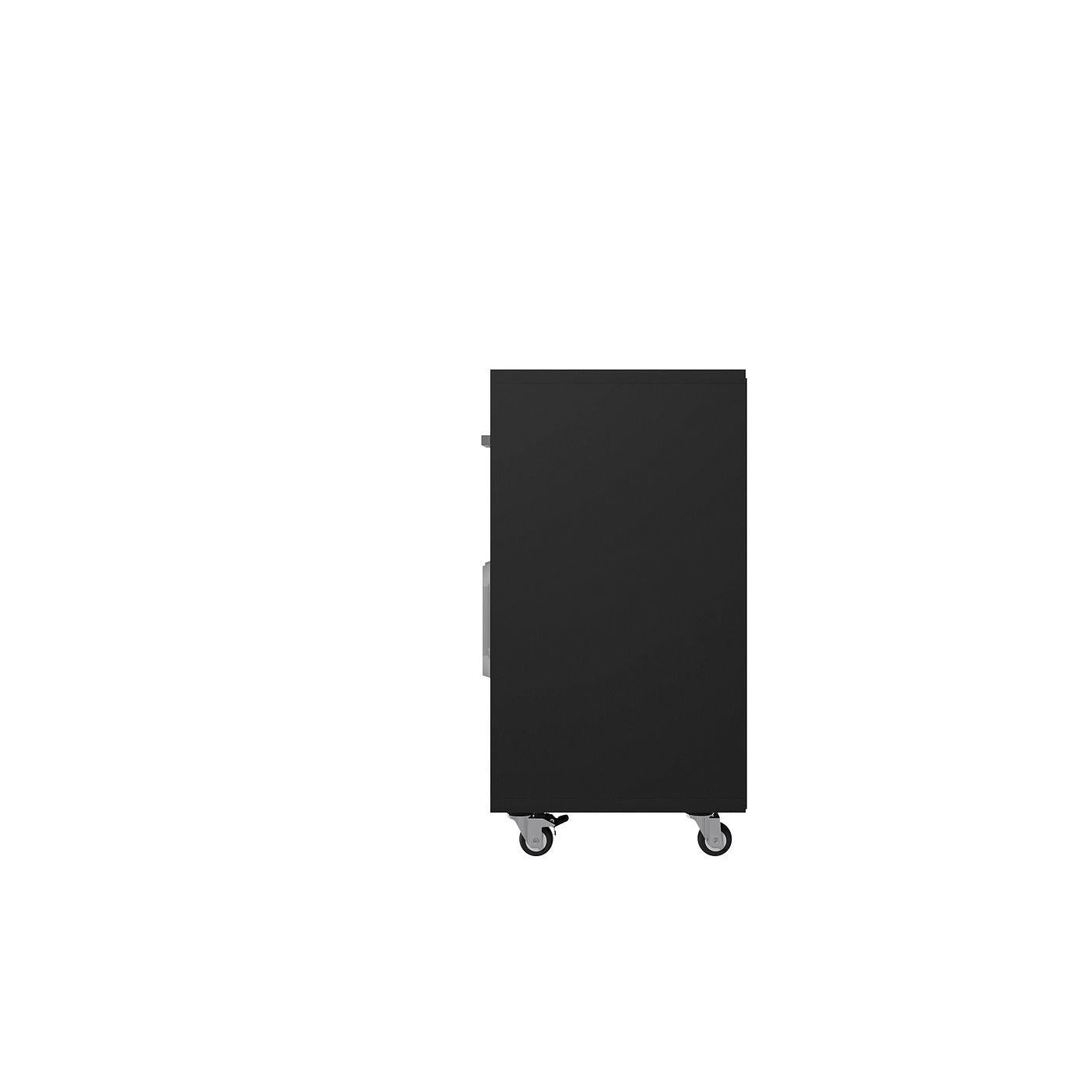 Manhattan Comfort Eiffel 2-Piece Mobile Storage Cabinet In Matte Black & Aqua Blue