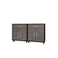 Manhattan Comfort Eiffel 2-Piece Mobile Storage Cabinet In Matte Black & Gray