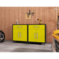 Manhattan Comfort Eiffel 2-Piece Mobile Storage Cabinet In Matte Black & Yellow