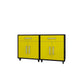 Manhattan Comfort Eiffel 2-Piece Mobile Storage Cabinet In Matte Black & Yellow