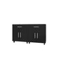 Manhattan Comfort Eiffel 2-Piece Mobile Storage Cabinet In Matte Black