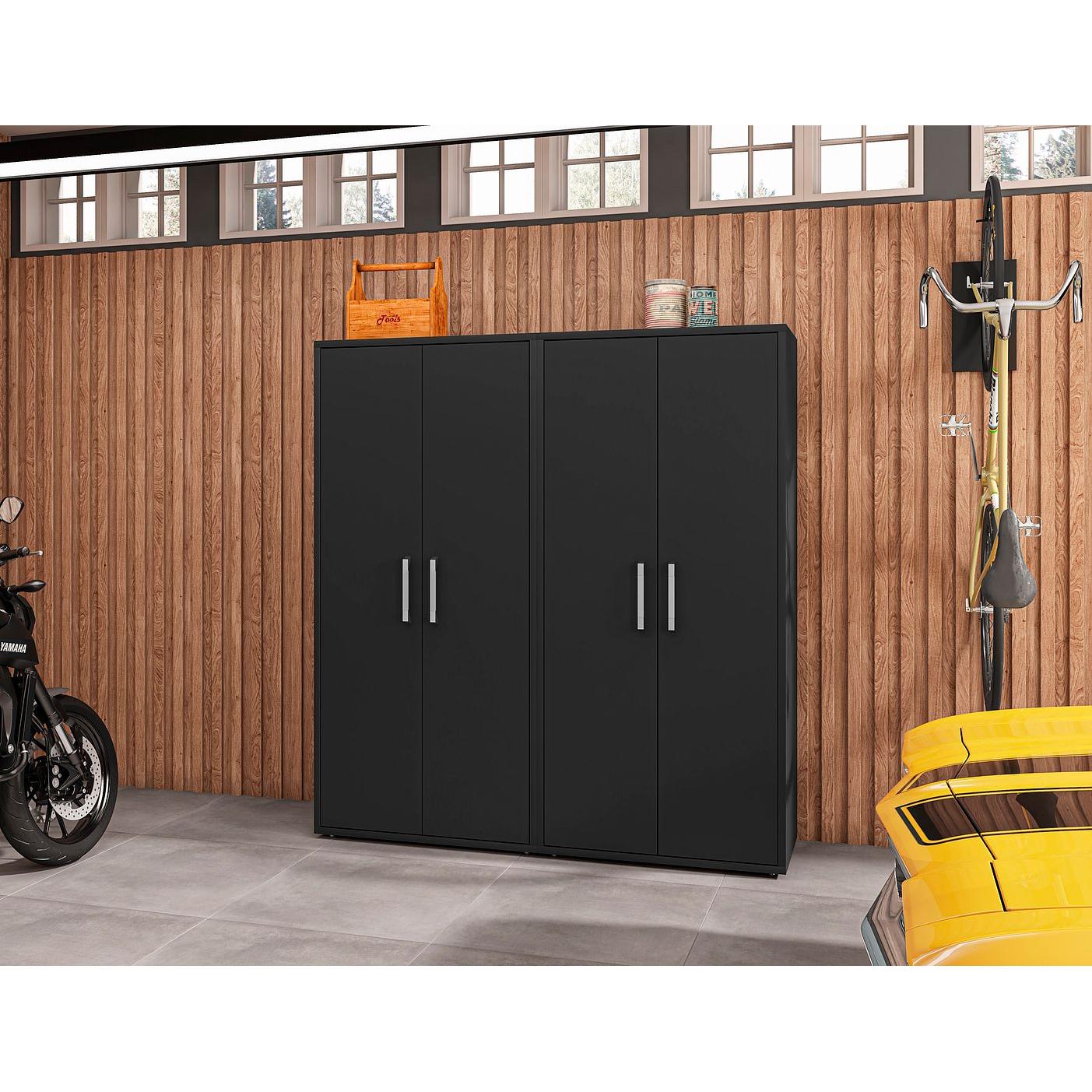 Manhattan Comfort Eiffel 2-Piece Storage Cabinet In Matte Black