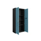 Manhattan Comfort Eiffel 2-Piece Storage Cabinet In Matte Black & Aqua Blue