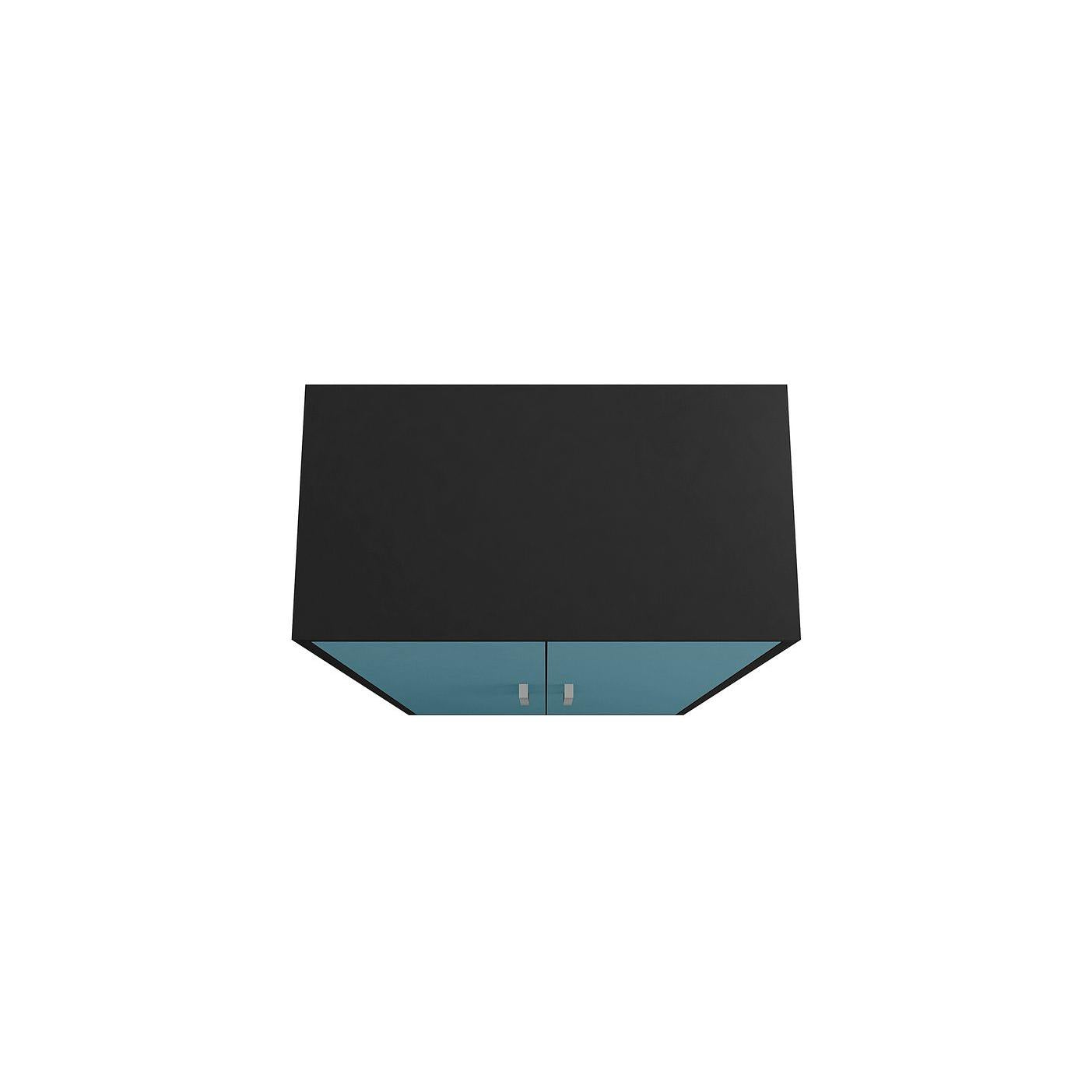 Manhattan Comfort Eiffel 2-Piece Storage Cabinet In Matte Black & Aqua Blue
