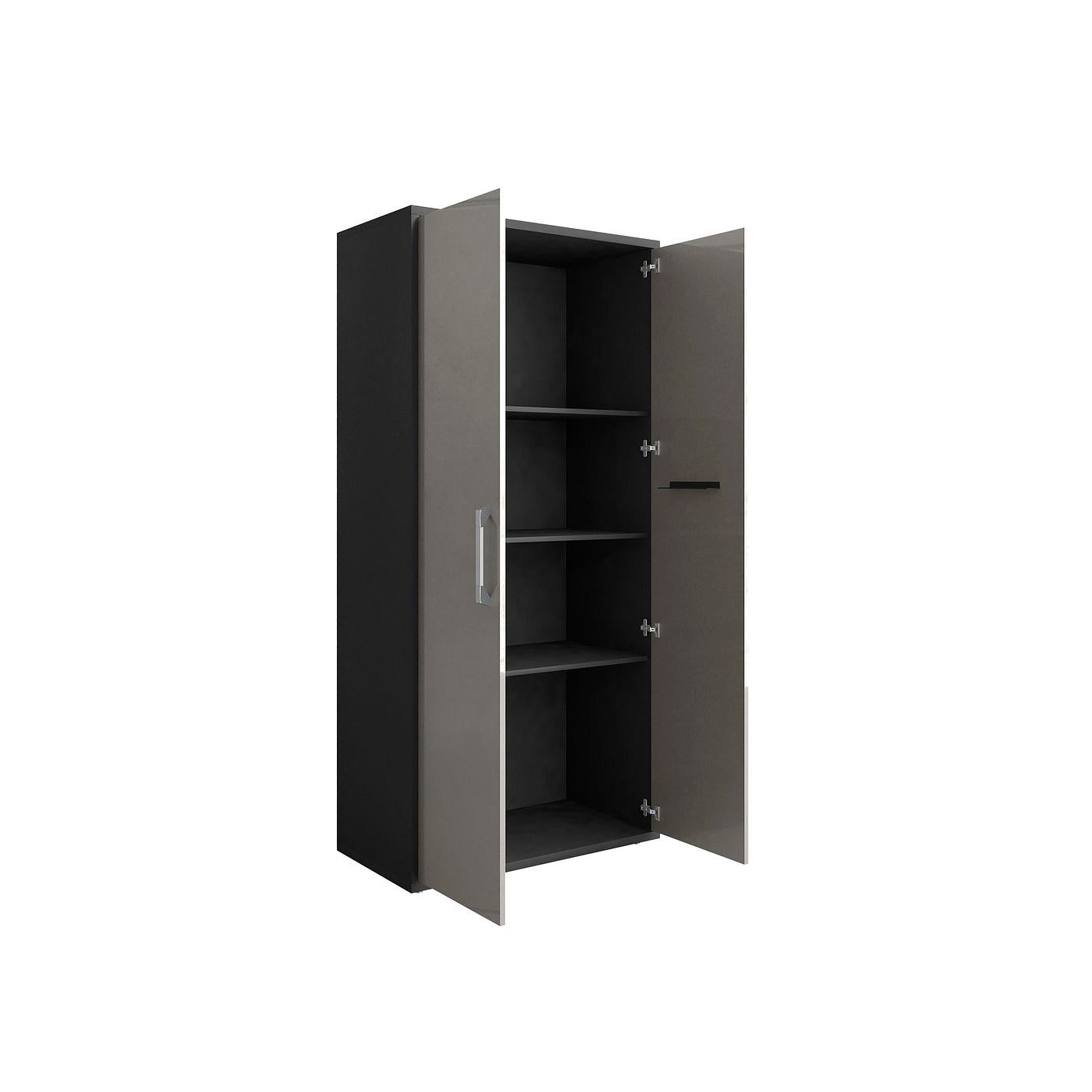 Manhattan Comfort Eiffel 2-Piece Storage Cabinet In Matte Black & Gray
