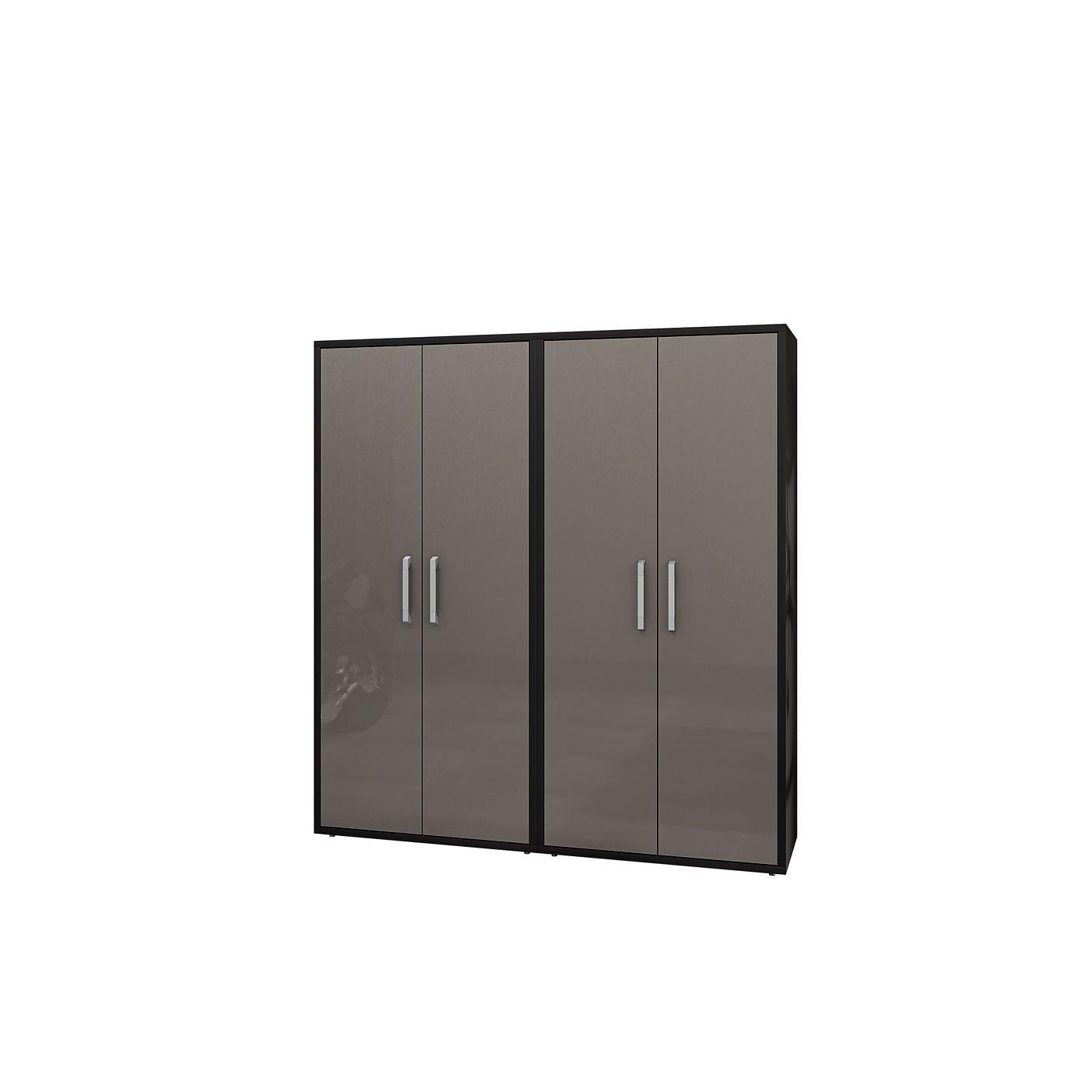 Manhattan Comfort Eiffel 2-Piece Storage Cabinet In Matte Black & Gray