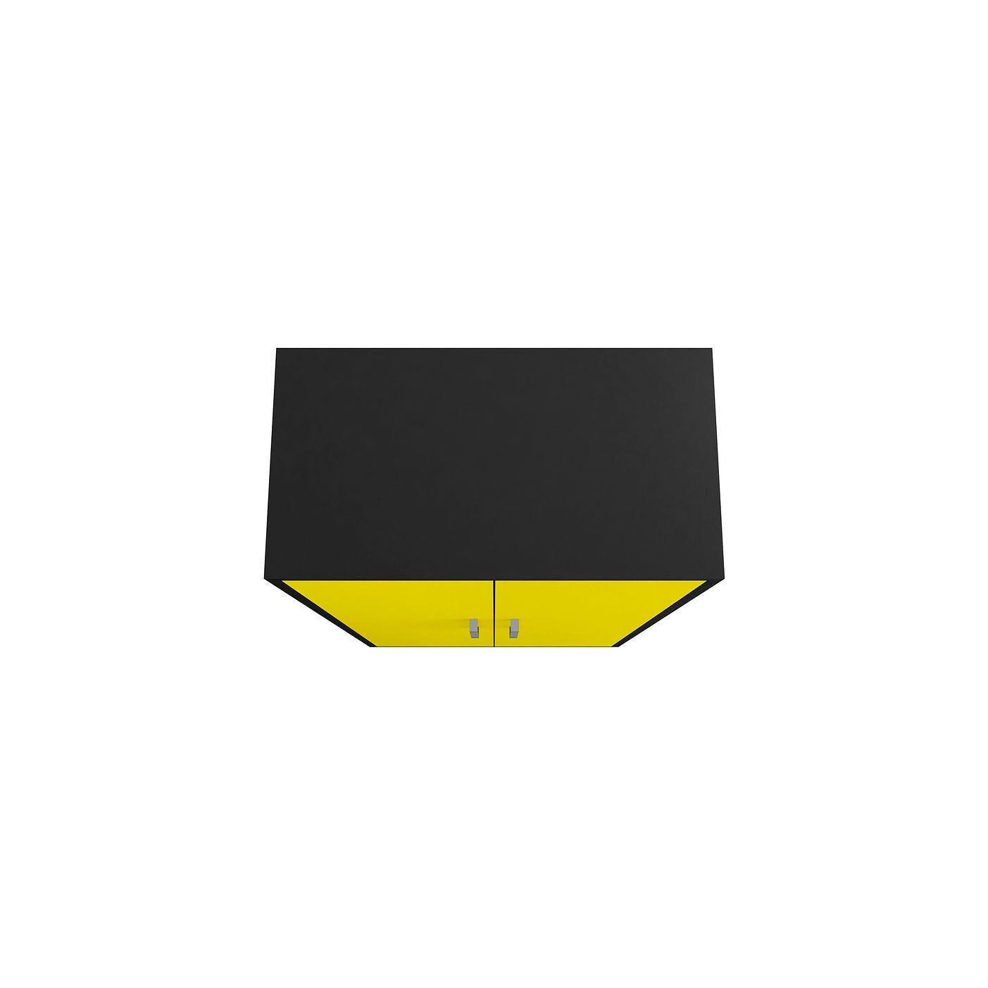 Manhattan Comfort Eiffel 2-Piece Storage Cabinet In Matte Black & Yellow