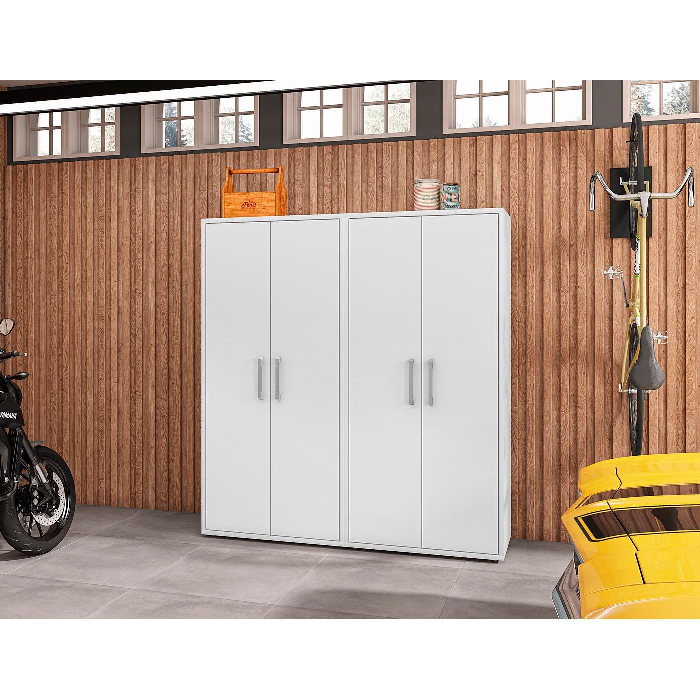 Manhattan Comfort Eiffel 2-Piece Storage Cabinet In White Gloss