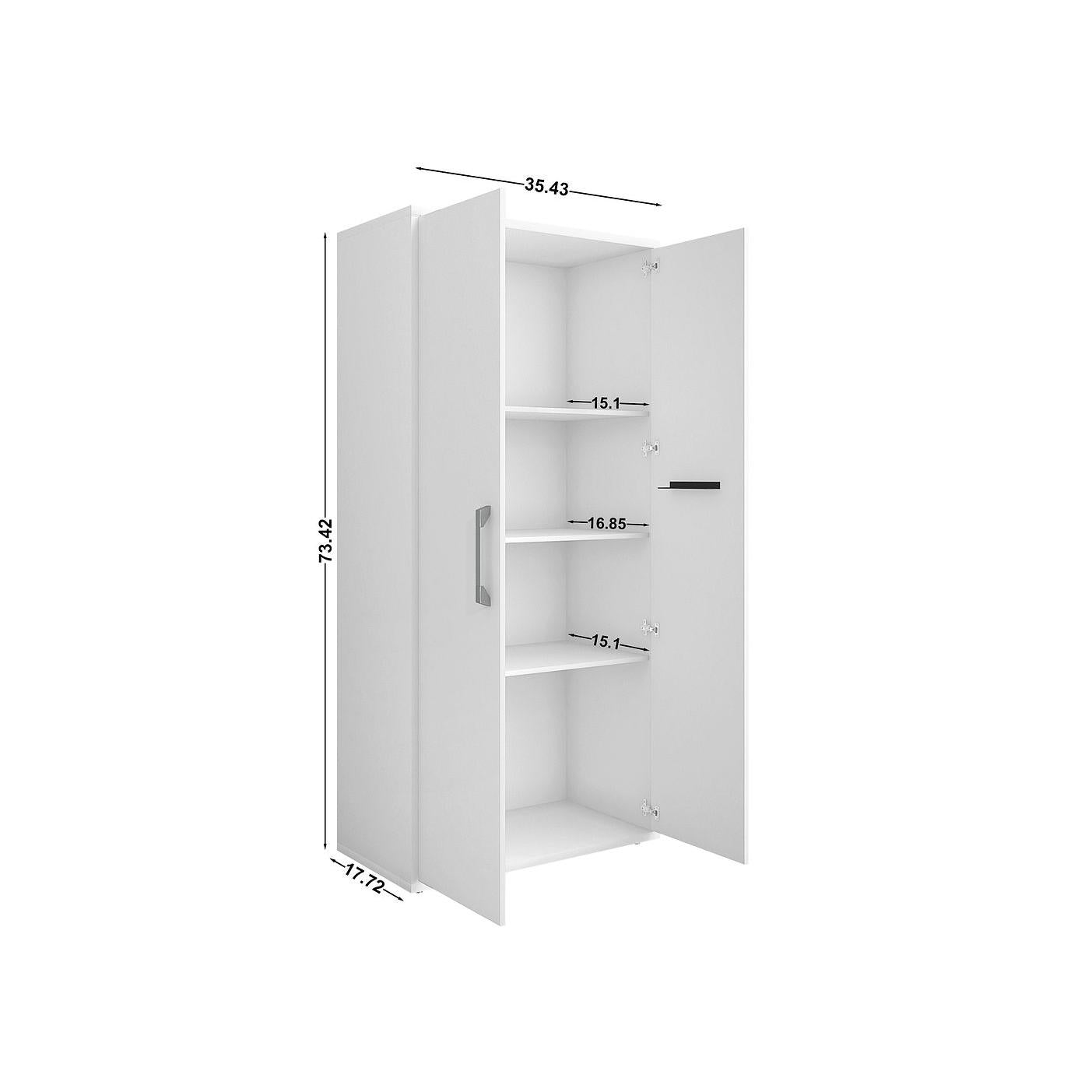 Manhattan Comfort Eiffel 2-Piece Storage Cabinet In White Gloss