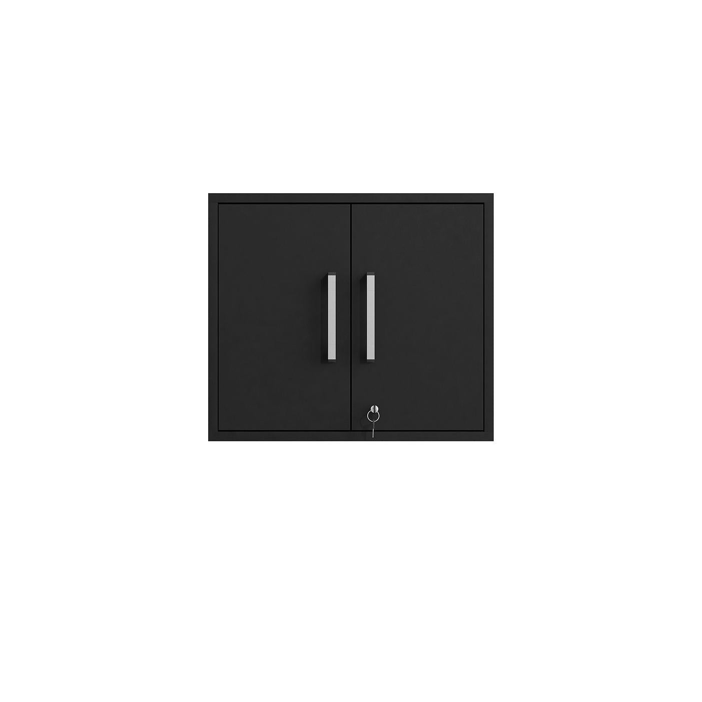 Manhattan Comfort Eiffel 2-Piece Storage Set In Matte Black