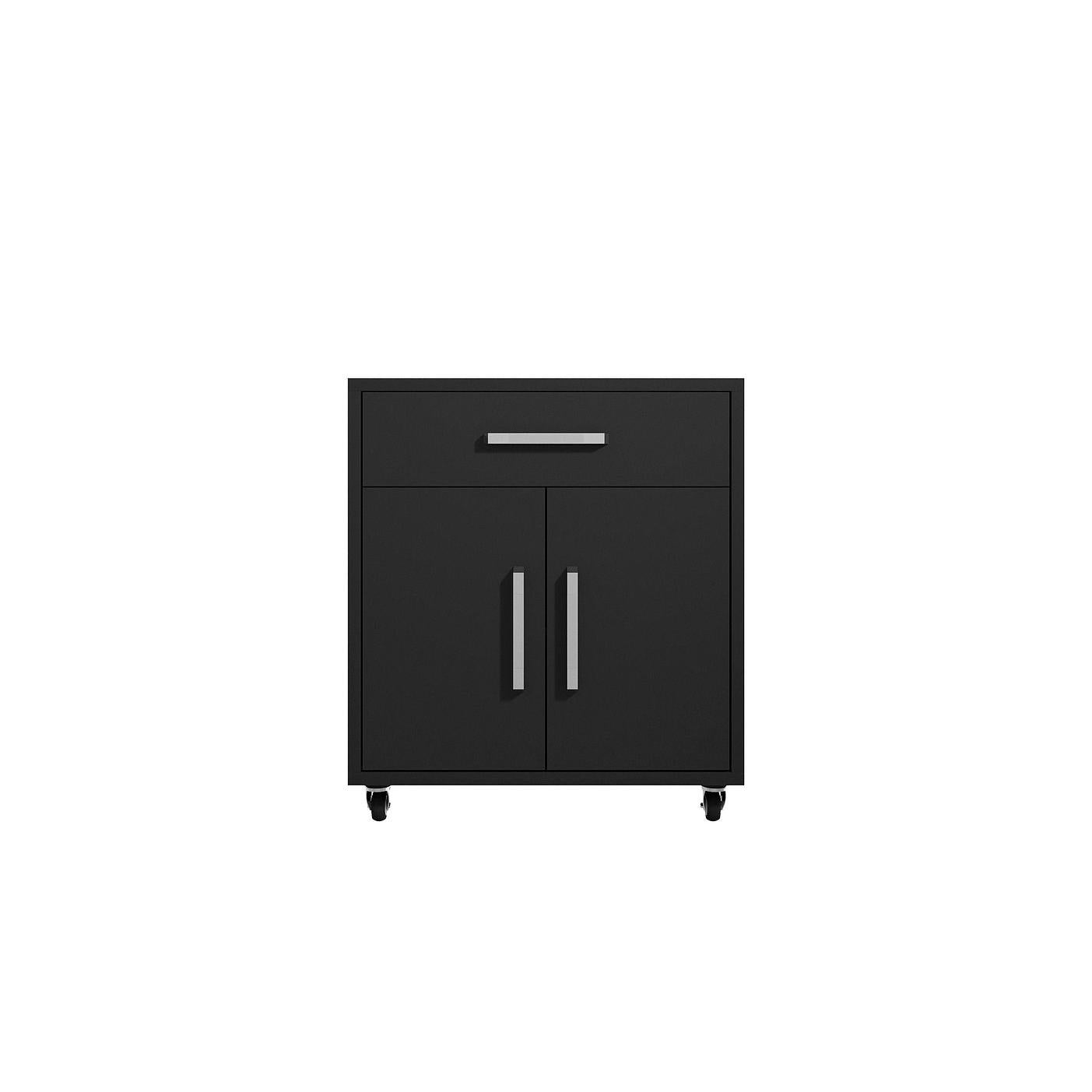 Manhattan Comfort Eiffel 2-Piece Storage Set In Matte Black