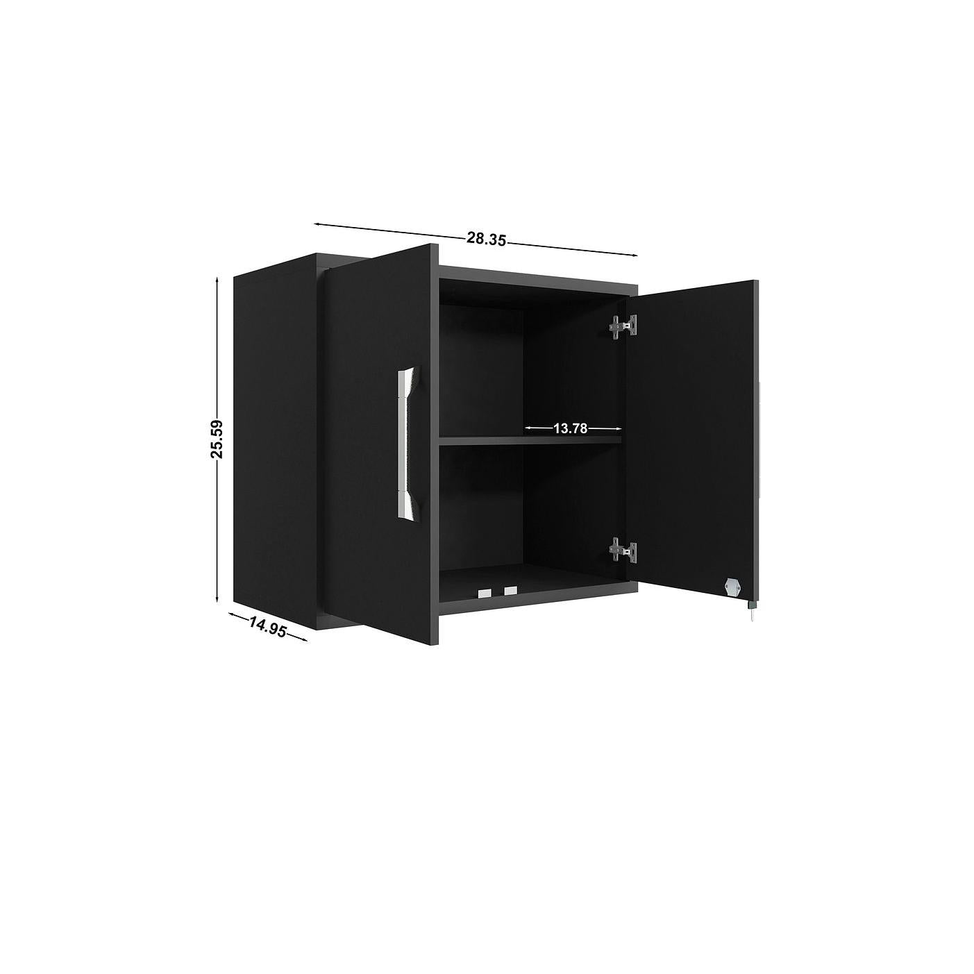 Manhattan Comfort Eiffel 2-Piece Storage Set In Matte Black