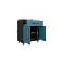 Manhattan Comfort Eiffel 2-Piece Storage Set In Matte Black & Aqua Blue