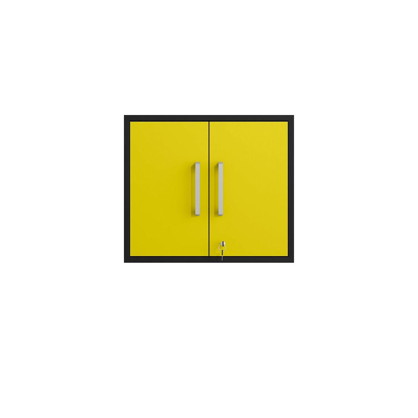 Manhattan Comfort Eiffel 2-Piece Storage Set In Matte Black & Yellow