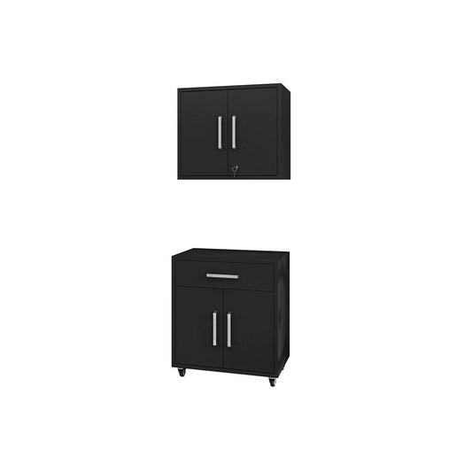 Manhattan Comfort Eiffel 2-Piece Storage Set In Matte Black