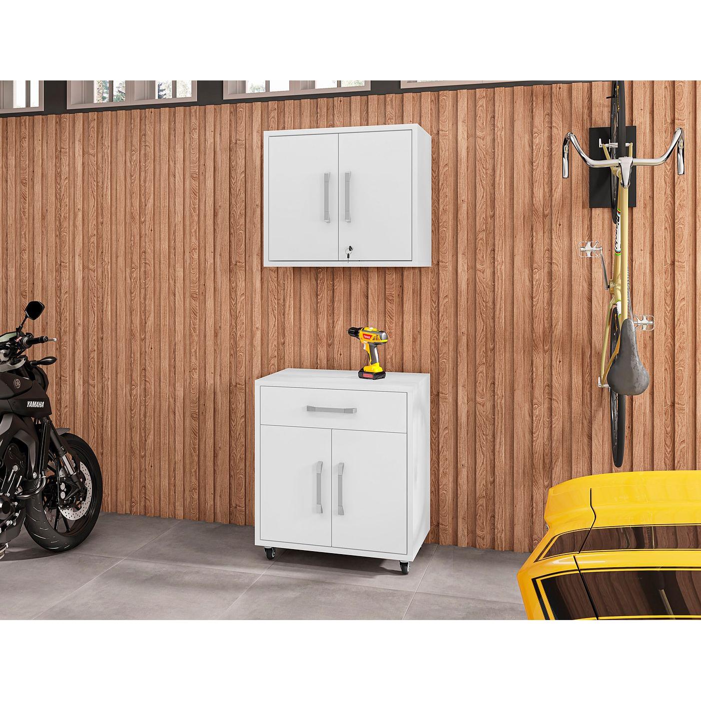 Manhattan Comfort Eiffel 2-Piece Storage Set In White