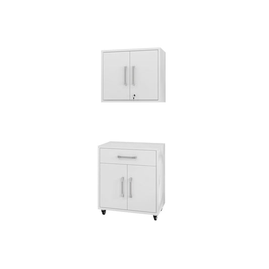Manhattan Comfort Eiffel 2-Piece Storage Set In White