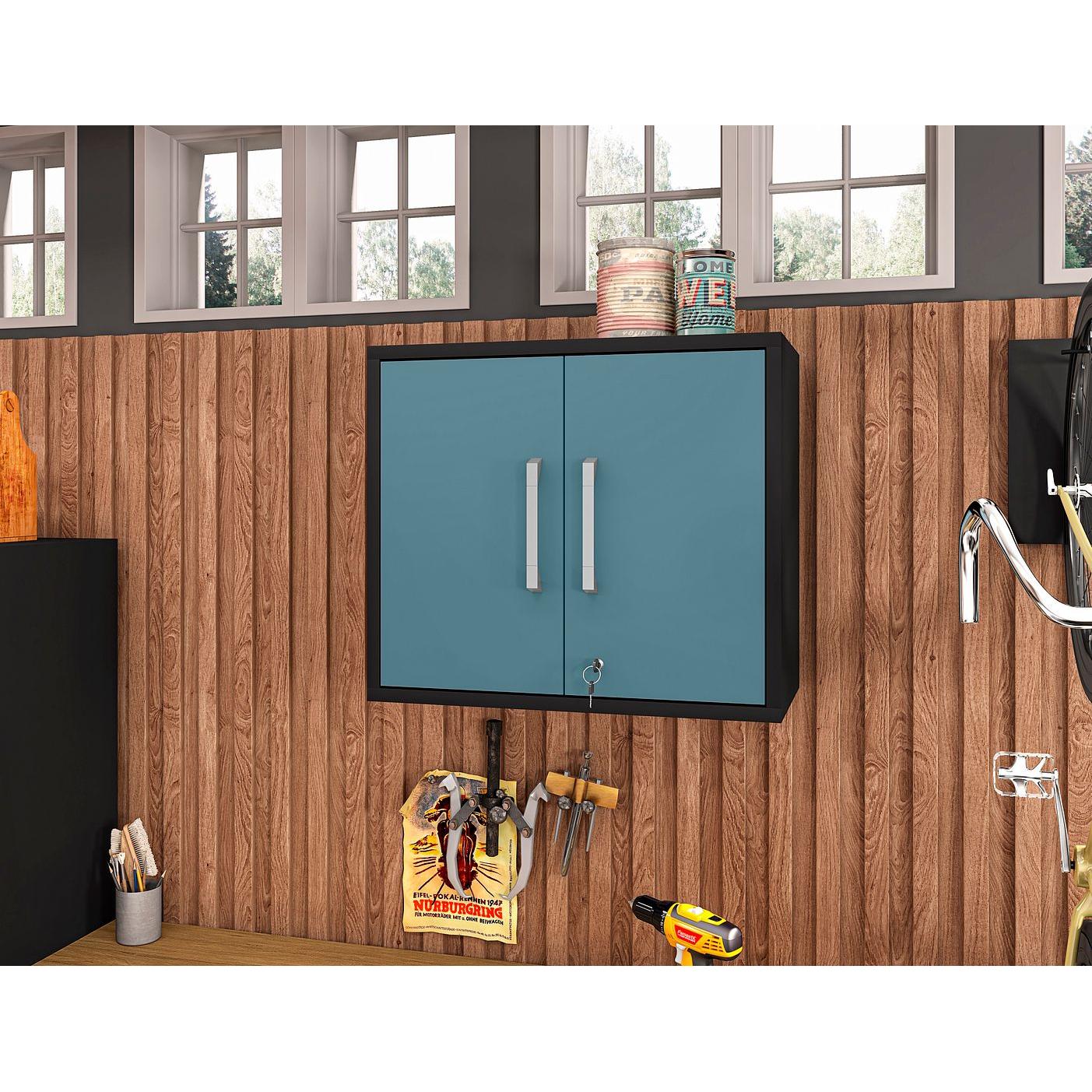 Manhattan Comfort Eiffel 28" Floating Storage Cabinet In Gloss Blue