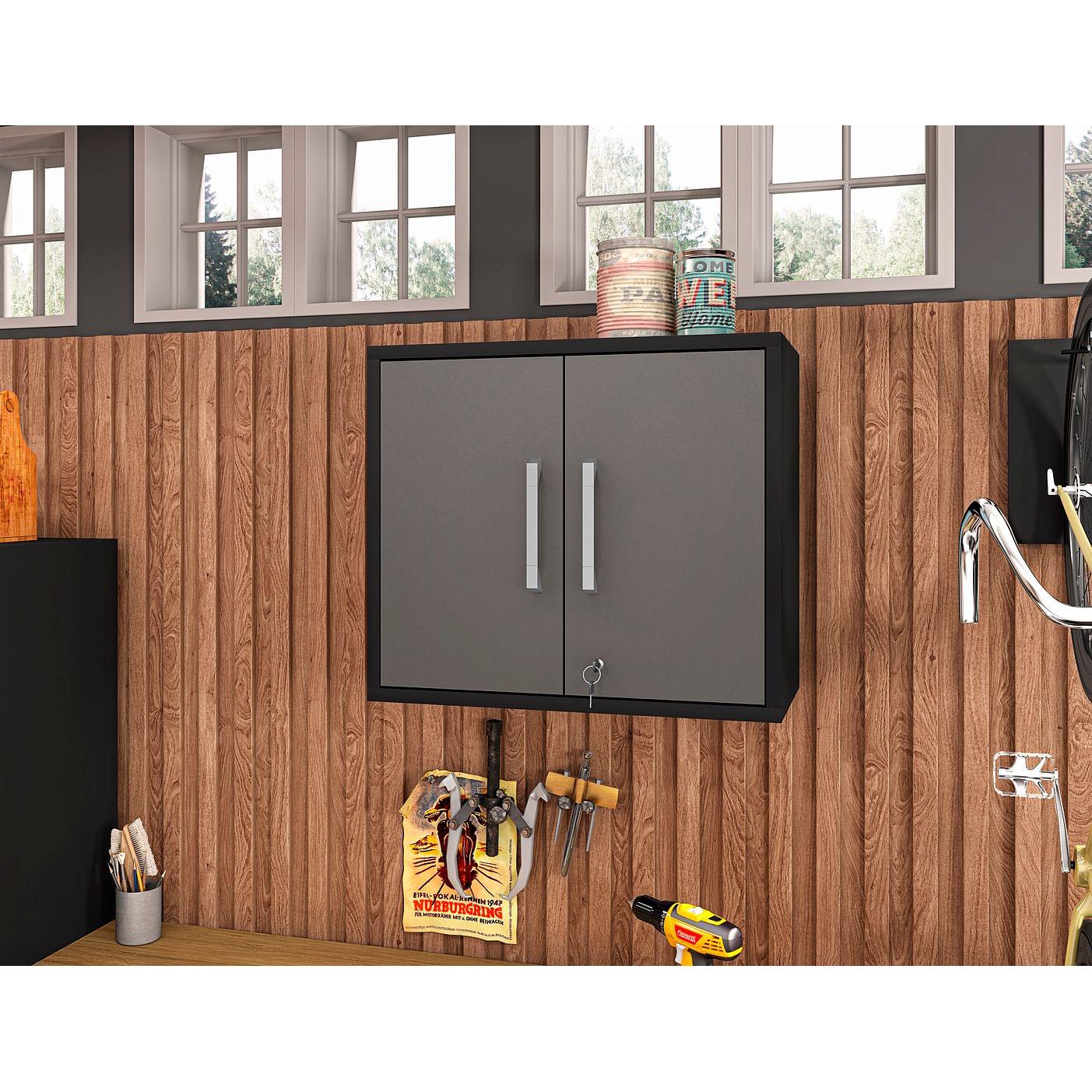 Manhattan Comfort Eiffel 28" Floating Storage Cabinet In Gloss Gray