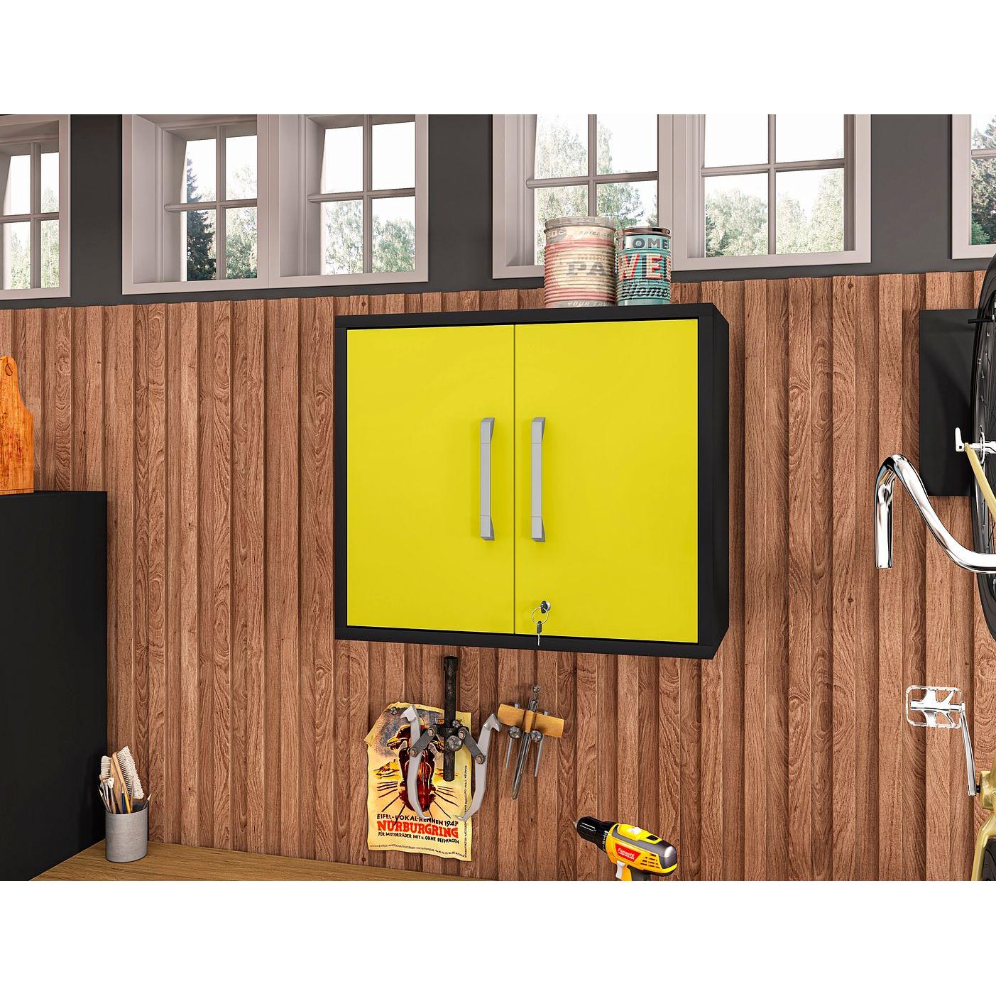Manhattan Comfort Eiffel 28" Floating Storage Cabinet In Gloss Yellow