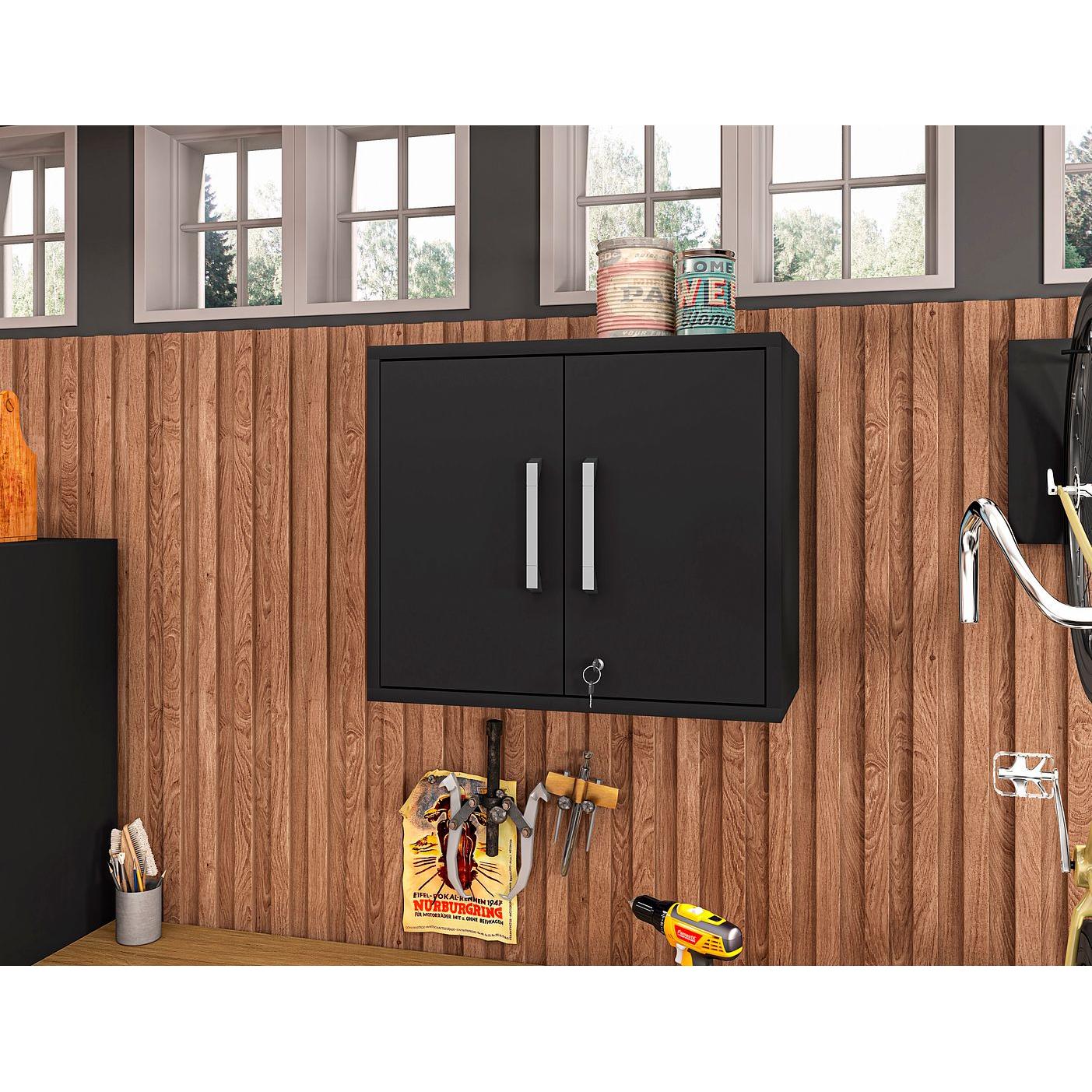 Manhattan Comfort Eiffel 28" Floating Storage Cabinet In Matte Black