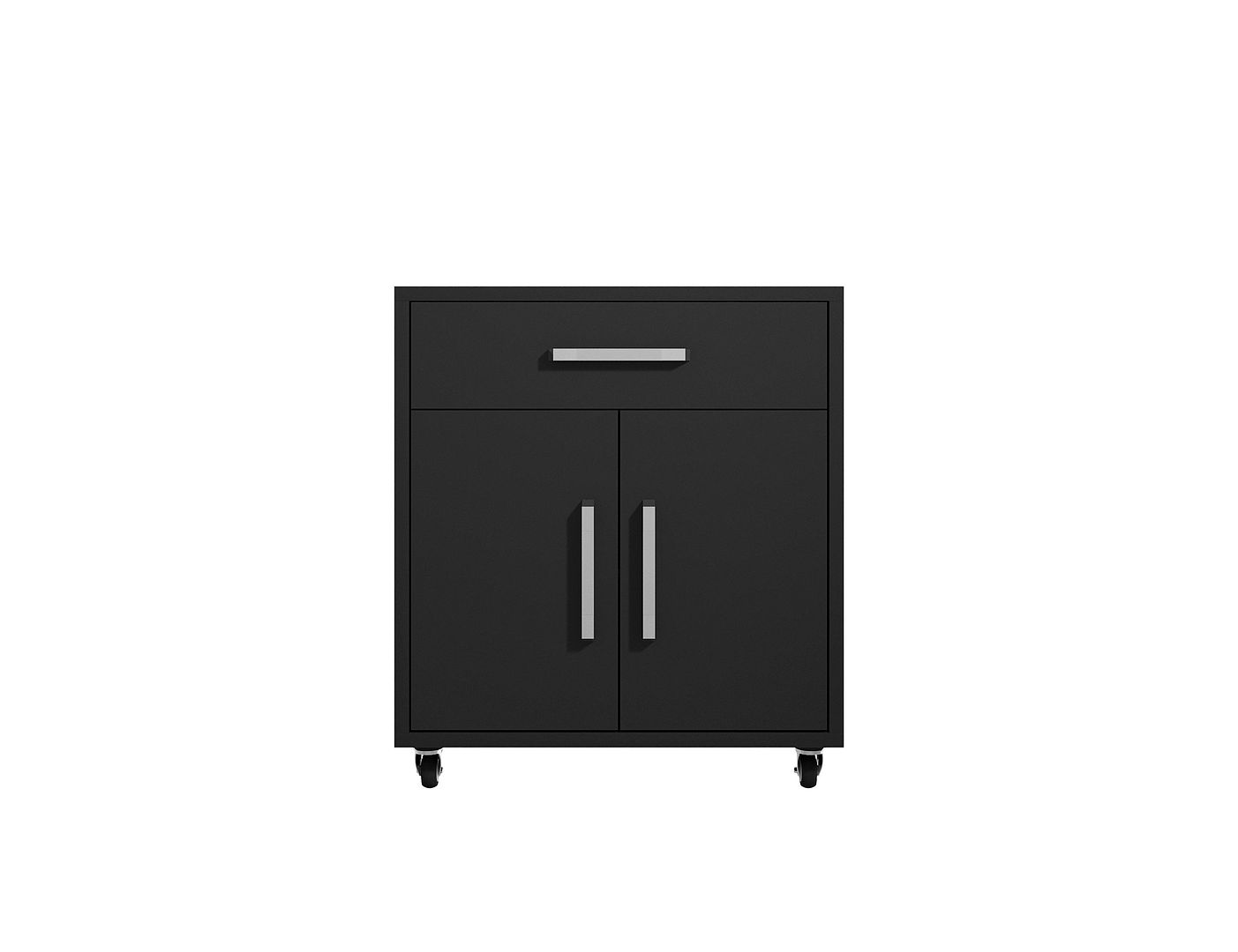 Manhattan Comfort Eiffel 28" Mobile Storage Cabinet With 1 Drawer In Matte Black